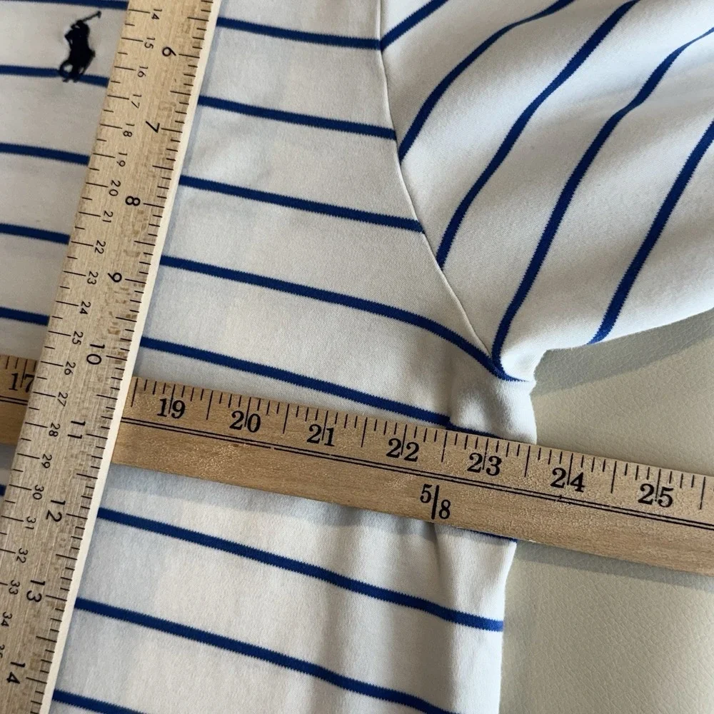 Polo Ralph Lauren Performance Shirt Mens XL White Blue Stripe Golf Short Sleeve